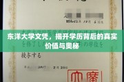 东洋大学文凭解码，探寻学历价值之谜
