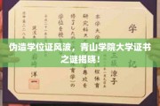 伪造学位证疑云揭开，青山学院学历认证真相大揭秘！