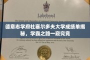 杜塞尔多夫大学学霸养成记，揭秘德意志学府高分背后的秘密