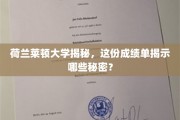 莱顿大学成绩单背后的惊人秘密，揭秘荷兰学术精英的养成之路