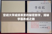 解码宫崎学霸，成绩单中的神秘数字揭示成长轨迹