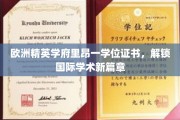 里昂精英学府学位证书，开启全球学术之旅