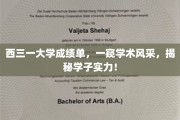 西三一大学成绩单大揭秘，学霸风采与学术实力尽收眼底