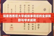 西悉尼大学成绩单，揭秘国际学术舞台上的耀眼成就与广阔视野