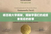 杨百翰学霸风云录，揭秘高材生的成绩单背后传奇