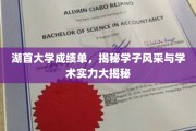湖首大学学霸档案，揭秘精英学子风采与学术实力全览
