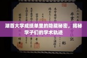 湖首大学成绩单背后的学术密码，一窥学子们的学术成长之路
