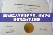 探寻纽约州立大学布法罗学院，学位证书背后的深厚学术故事